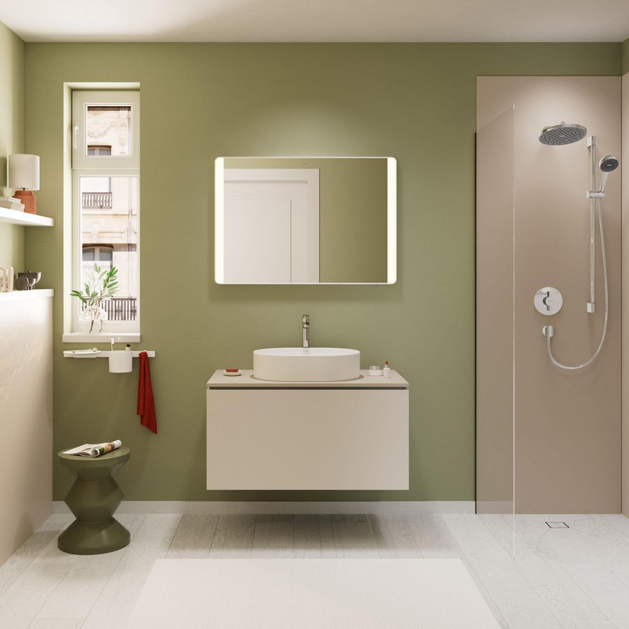 Console Xilesa E 980/550 met uitsparing midden waskom z. kraangat SMB