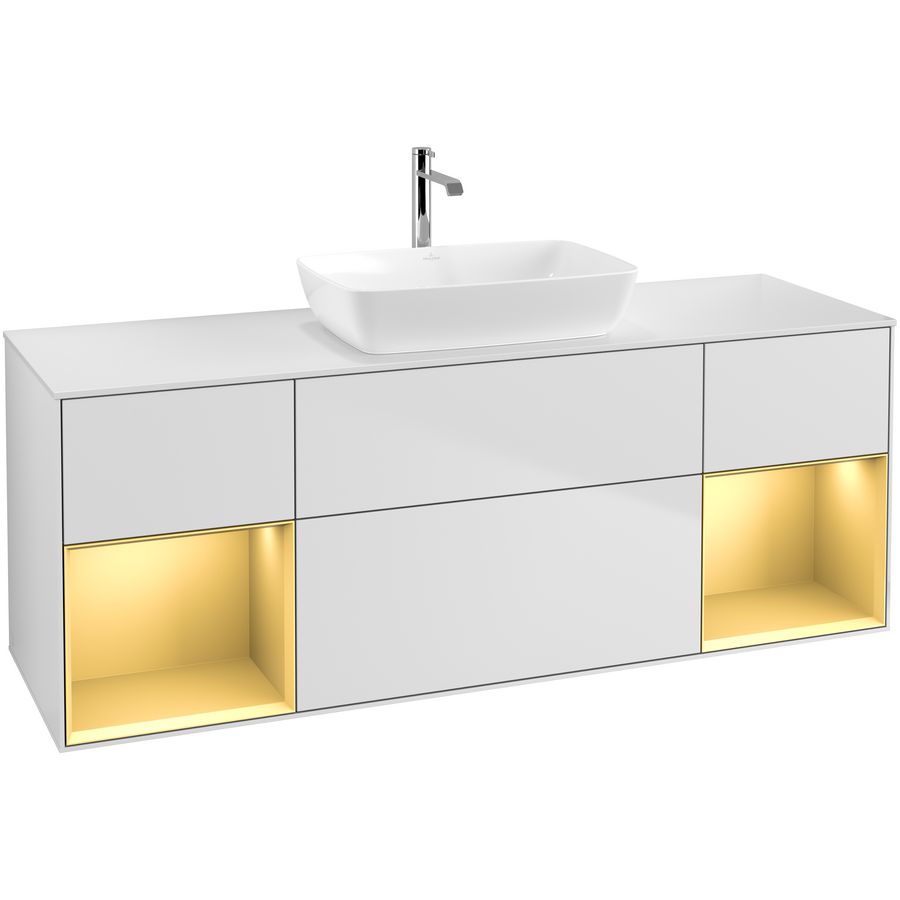 Wastafelonderkast Finion 1600x603x501mm White Matt Lacquer G861HFMT