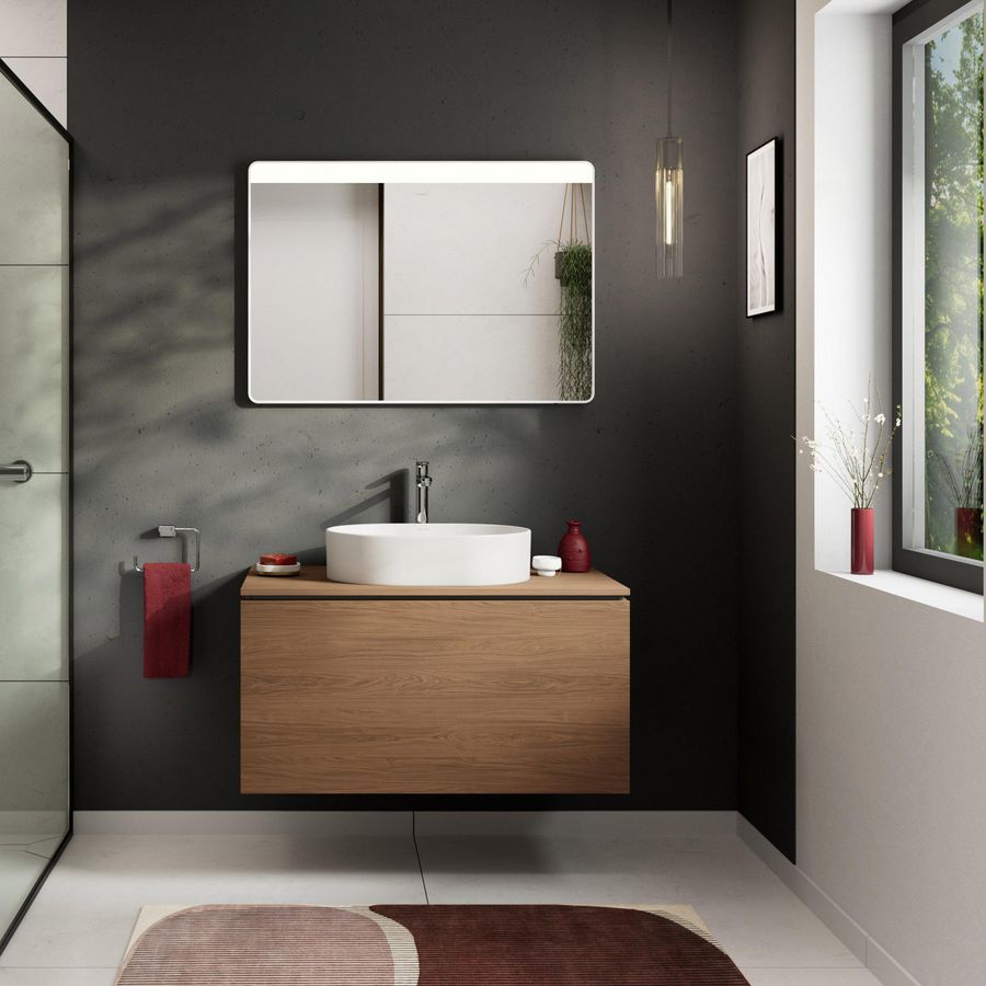 Console Xilesa E 980/550 met uitsparing midden waskom z. kraangat CAO