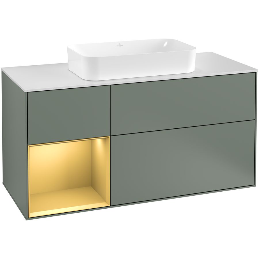 Wastafelonderkast Finion 1200x603x501mm Olive Matt Lacquer F291HFGM