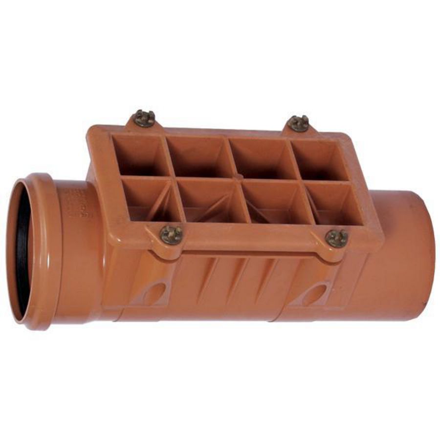 PVC manchet ontstoppingsstuk + klemdeksel 160mm SN4 bruin mof/spie