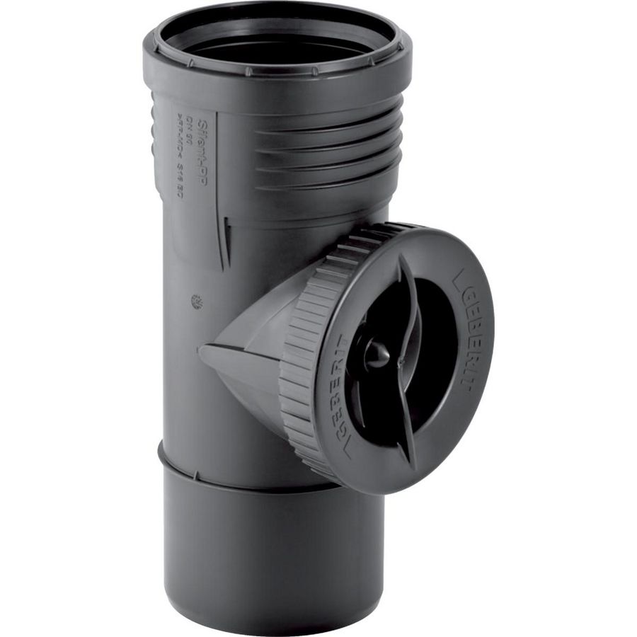 Silent-PP ontstoppingsstuk 90° met ronde opening Ø125mm mof / spie