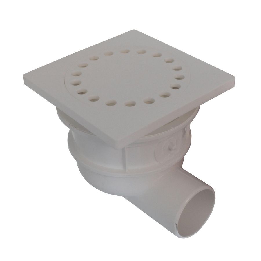 Eureka vloersifonput ABS Ø40mm zijuitlaat met rooster grijs 100x100mm