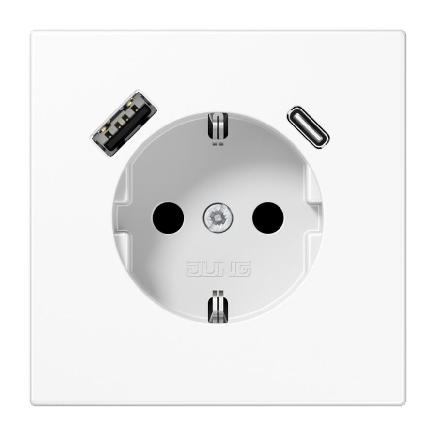 Wandcontactdoos m.lader a.wit v.USB type A&C LS990