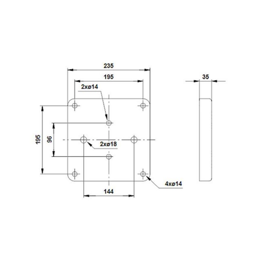 Voetplaat tbv UPE 32/100 montageplaat LM/LP