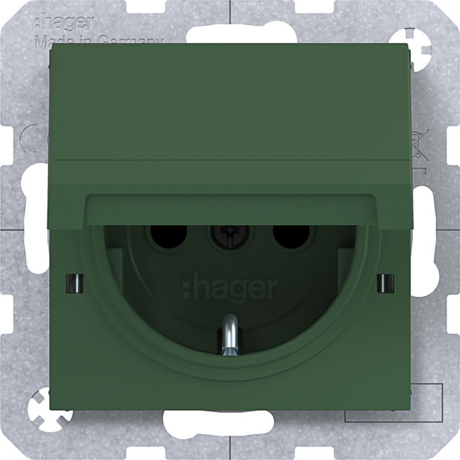 SCHUKO-wandcontactdoos vastzetbaar Safety Plus steekklemmen A.x/C.x forest mat