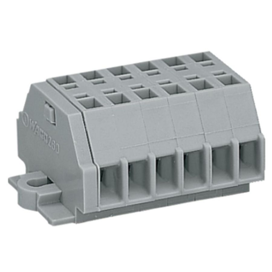 2-draads klemmenstrook z.drukknop+bev.flens 260-106 VVE=50