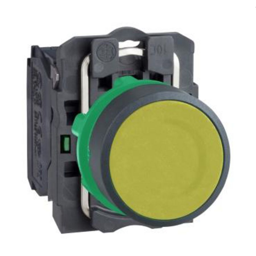 Drukknop Verzonken Terugvering 22mm 1 NO Geel Harmony XB5