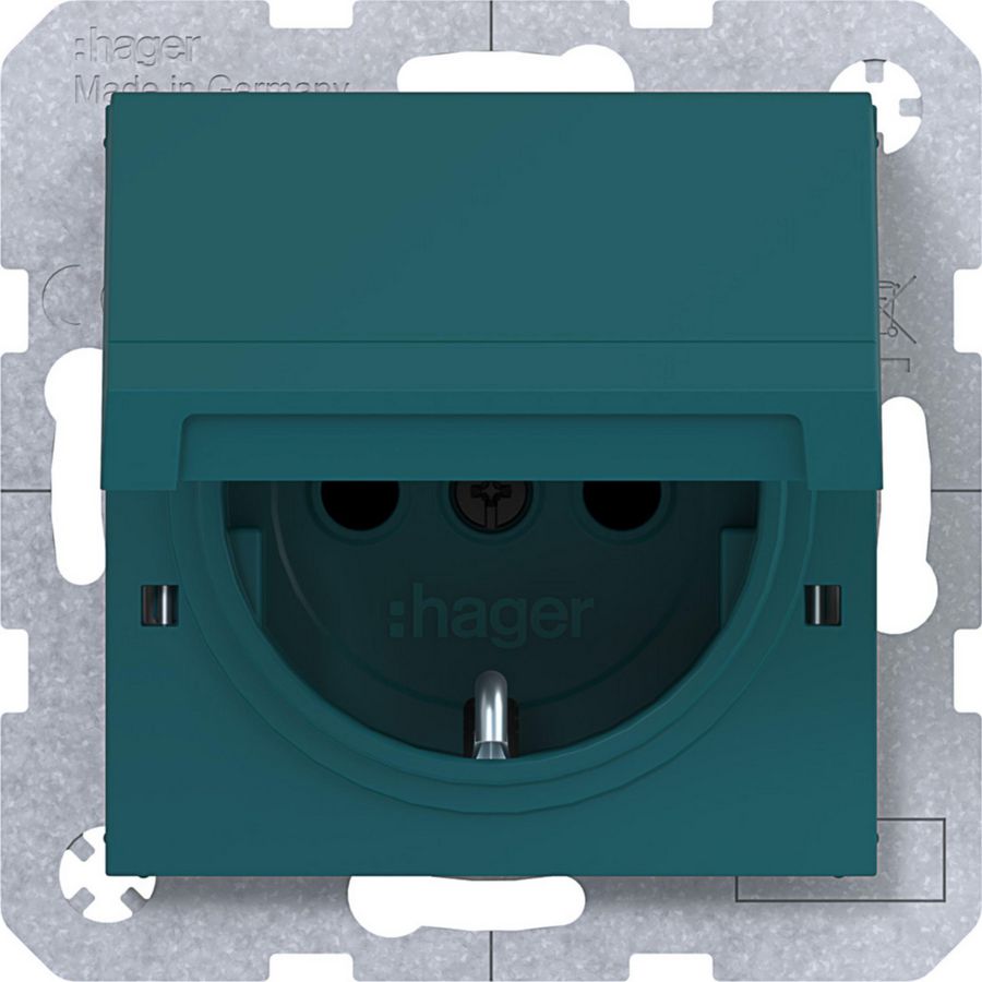 SCHUKO-wandcontactdoos vastzetbaar Safety Plus steekklemmen A.x/C.x azure mat