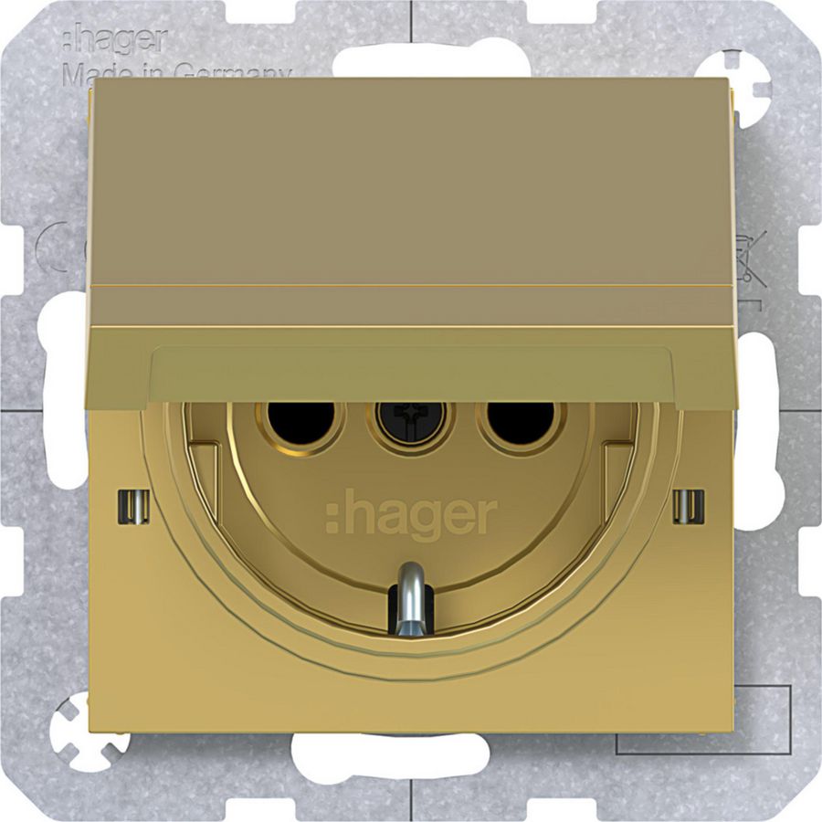SCHUKO-wandcontactdoos vastzetbaar Safety Plus steekklemmen A.x/C.x gold metalic