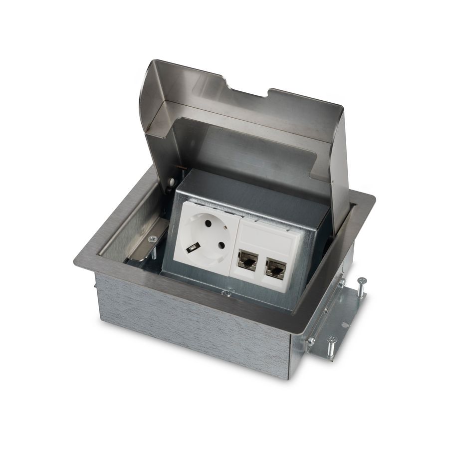 SERVICEBOX 3.0 1x 230V RA 2x CAT6 RVS deksel