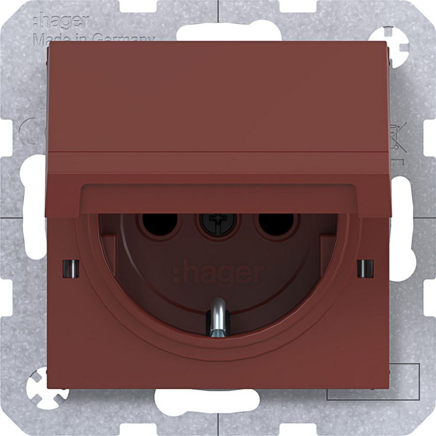 SCHUKO-wandcontactdoos vastzetbaar Safety Plus steekklemmen A.x/C.x carmin halfgl