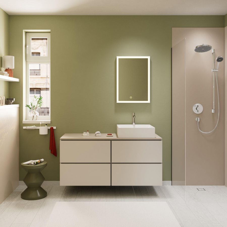 Console Xilesa E 1375/550 met uitsparing rechts gesl. opzetwastafel SMB