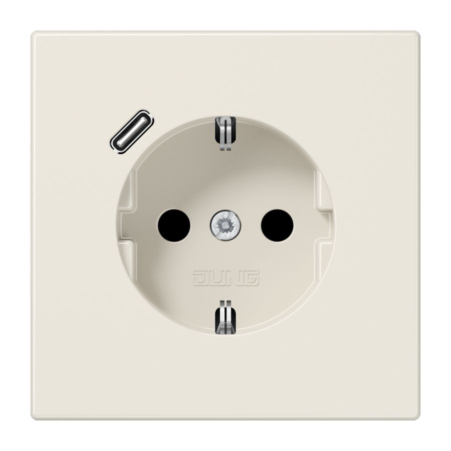 Wandcontactdoos m.lader wit v.USB type C LS990