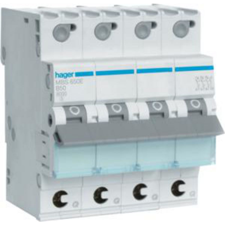 Installatieautomaat 3-polig + Nul 50A B-karakteristiek 6kA QB