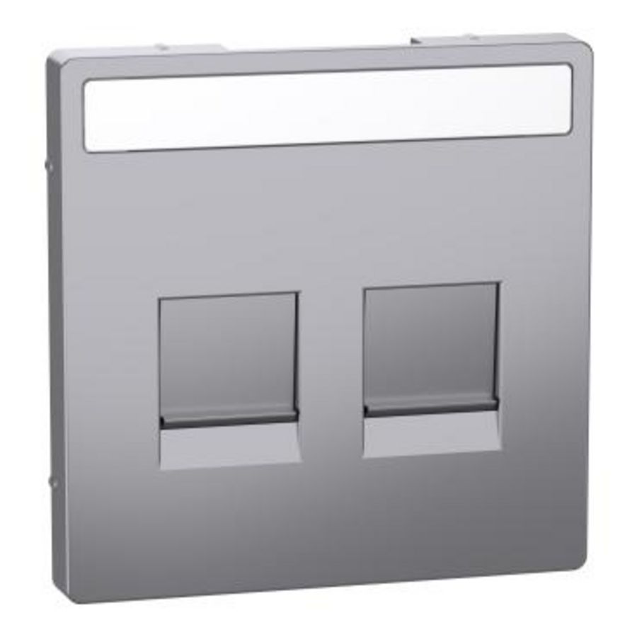Centraalplaat RJ45 2-voudig Venster RVS look Systeem D