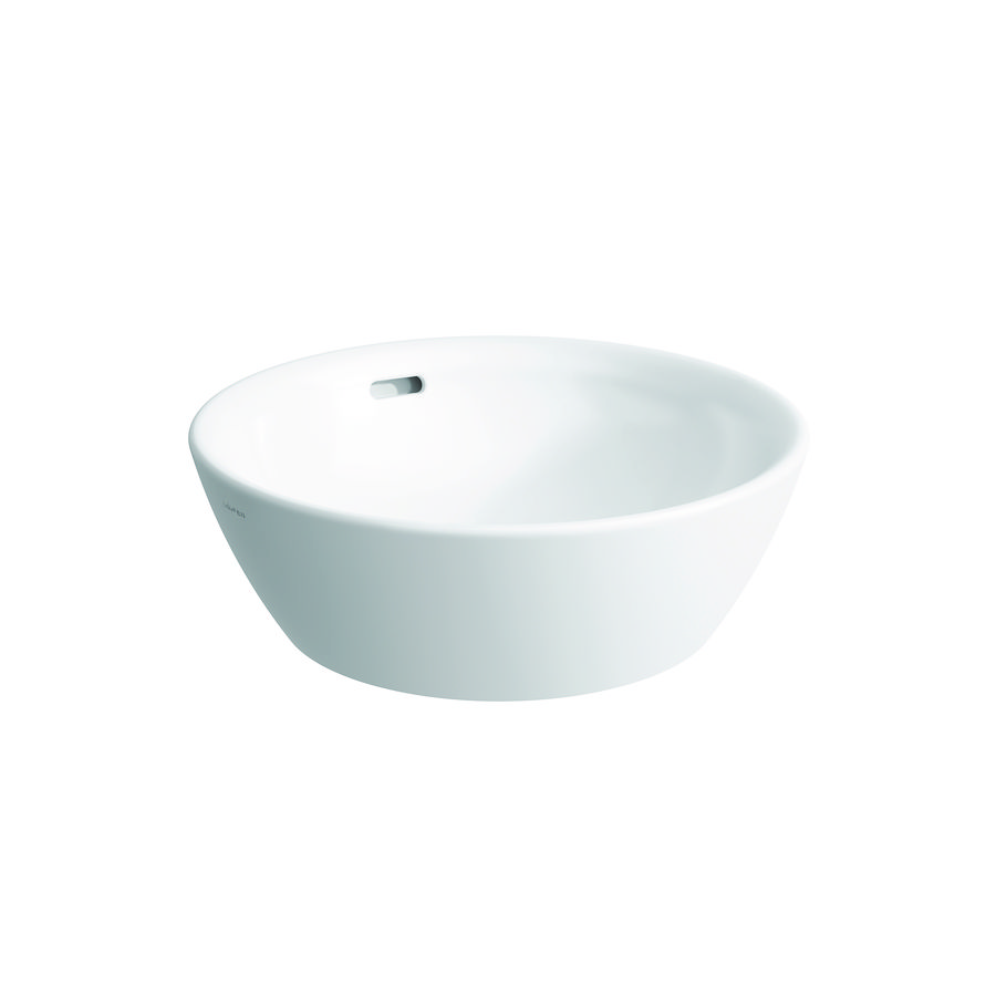 Wask. 420x420mm z. kraangat met overloop gesl.onderzijde lcc-wit