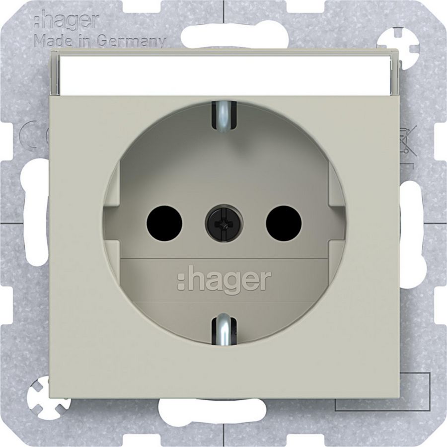 SCHUKO-wandcontactdoos tekstveld Safety Plus steekklemmen A.x/C.x pebble mat