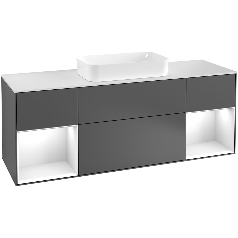 Wastafelonderkast Finion 1600x603x501mm Antr. Matt Lacquer G331GFGK