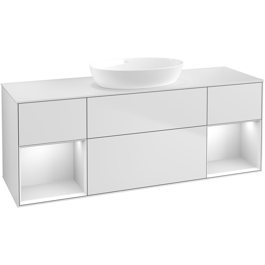 Wastafelonderkast Finion 1600x603x501mm White Matt Lacquer GD01MTMT
