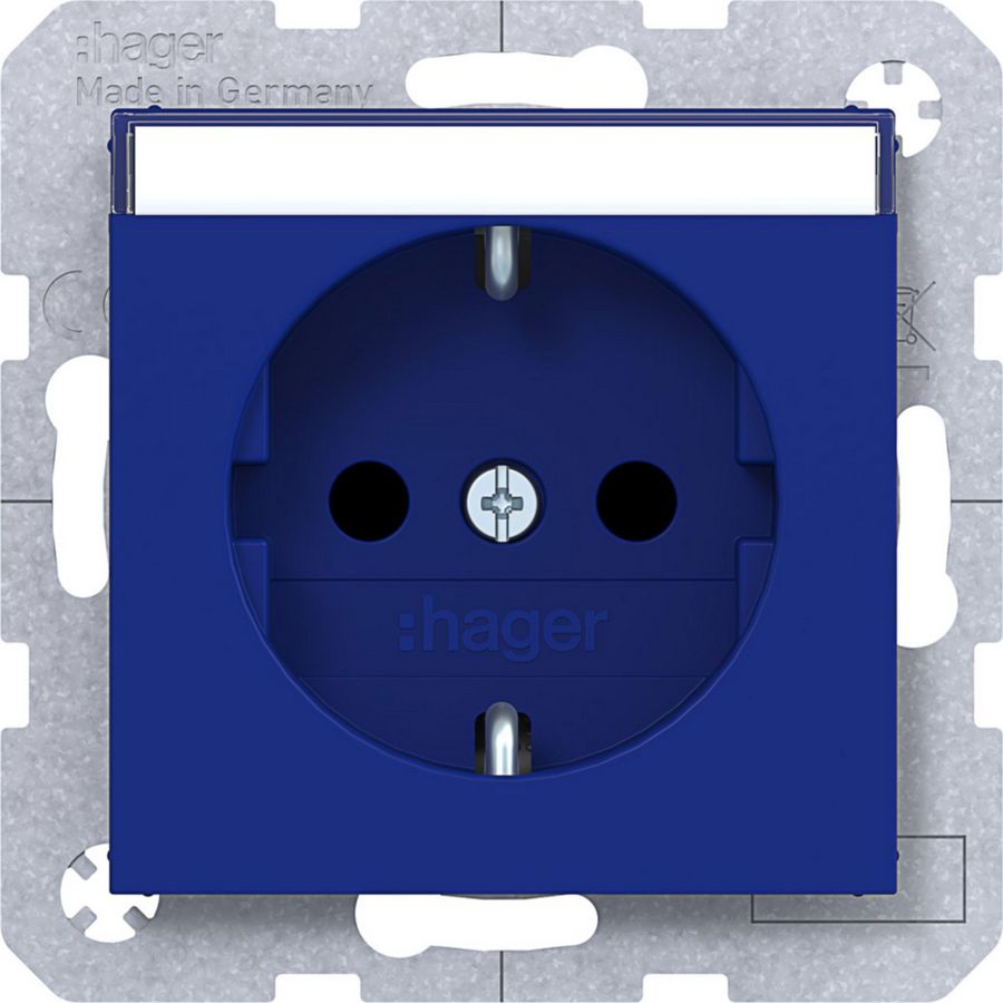 SCHUKO-wandcontactdoos tekstveld Safety Plus steekklemmen A.x/C.x cobalt mat