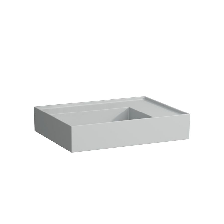 Wastafel sAPhirkeramik rechts 600x460mm z.kraangat mat grijs