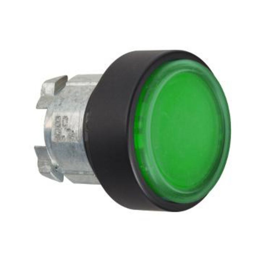 Groene verzonken drukknop Kop Ø22mm Terugvering