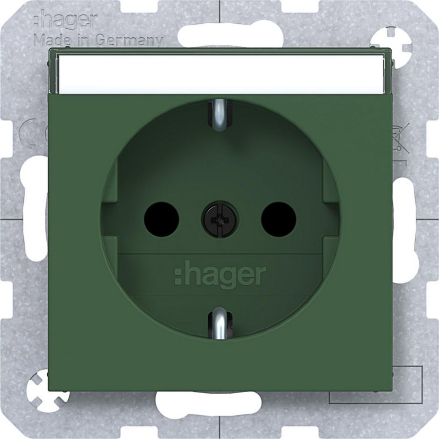 SCHUKO-wandcontactdoos tekstveld Safety Plus steekklemmen A.x/C.x forest mat