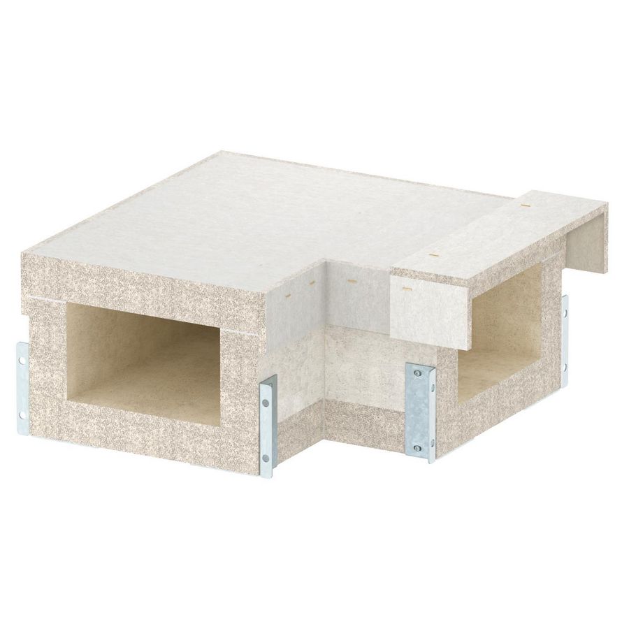 Bocht 90gr EI90 voor PLCS D091220 200x120 glasvezel grijs