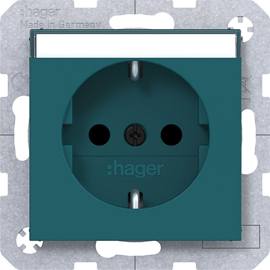 SCHUKO-wandcontactdoos tekstveld Safety Plus steekklemmen A.x/C.x azure mat