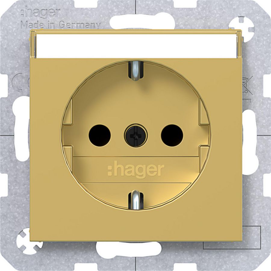 SCHUKO-wandcontactdoos tekstveld Safety Plus steekklemmen A.x/C.x gold metalic