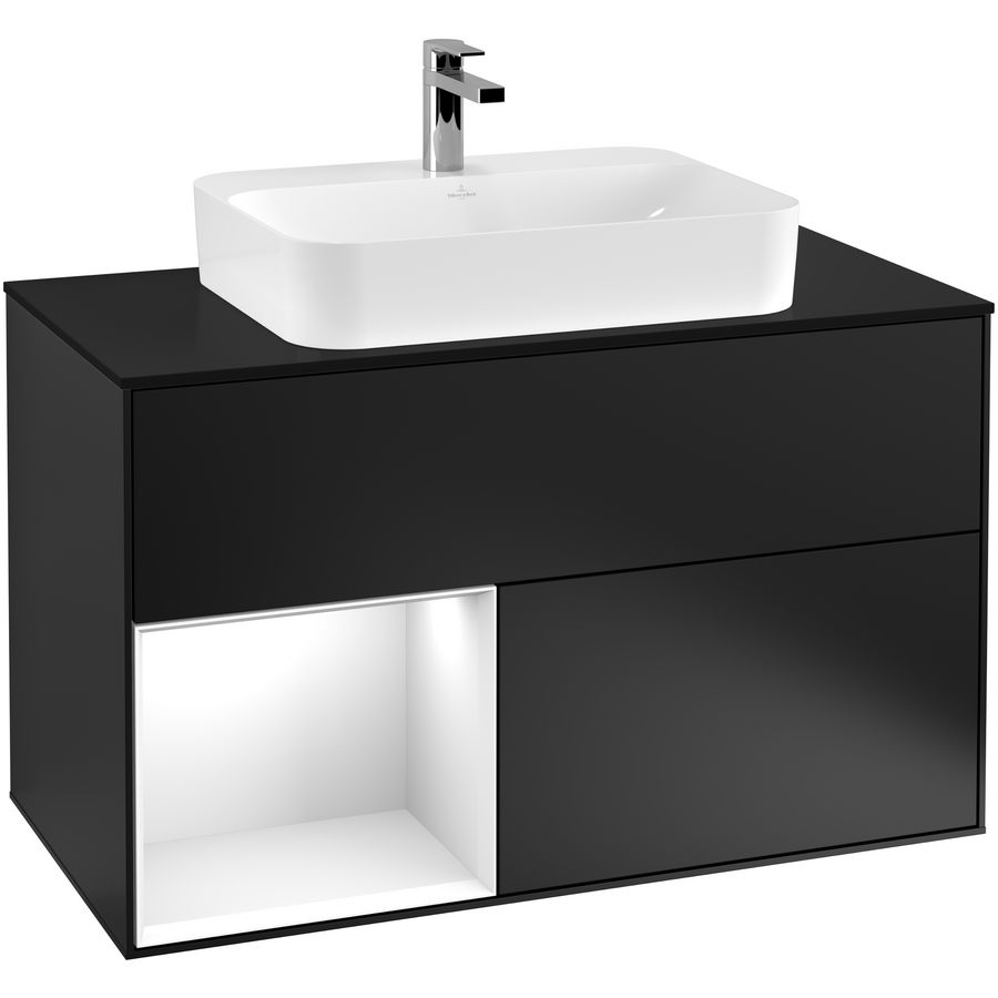 Wastafelonderkast Finion 1000x603x501mm Black Matt Lacquer G362GFPD