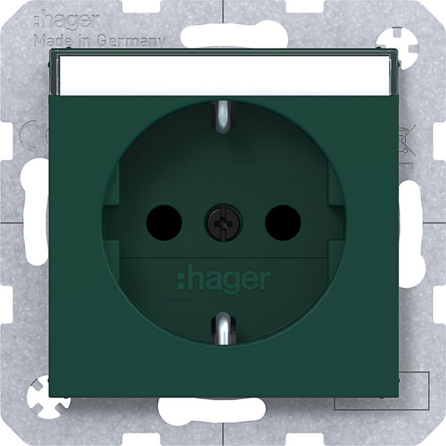 SCHUKO-wandcontactdoos tekstveld Safety Plus steekklemmen A.x/C.x jade halfgl