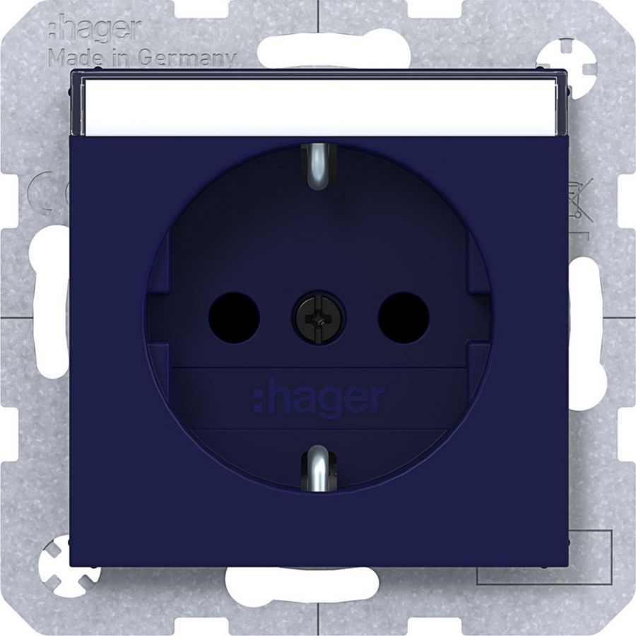 SCHUKO-wandcontactdoos tekstveld Safety Plus steekklemmen A.x/C.x ocean halfgl