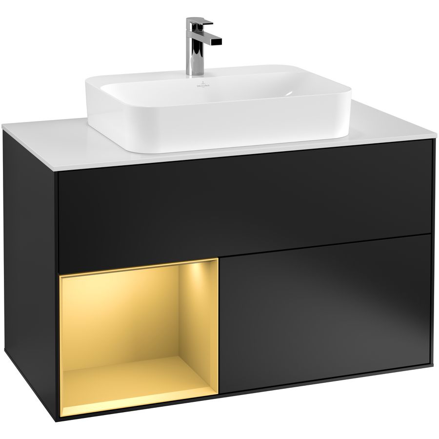 Wastafelonderkast Finion 1000x603x501mm Black Matt Lacquer G361HFPD
