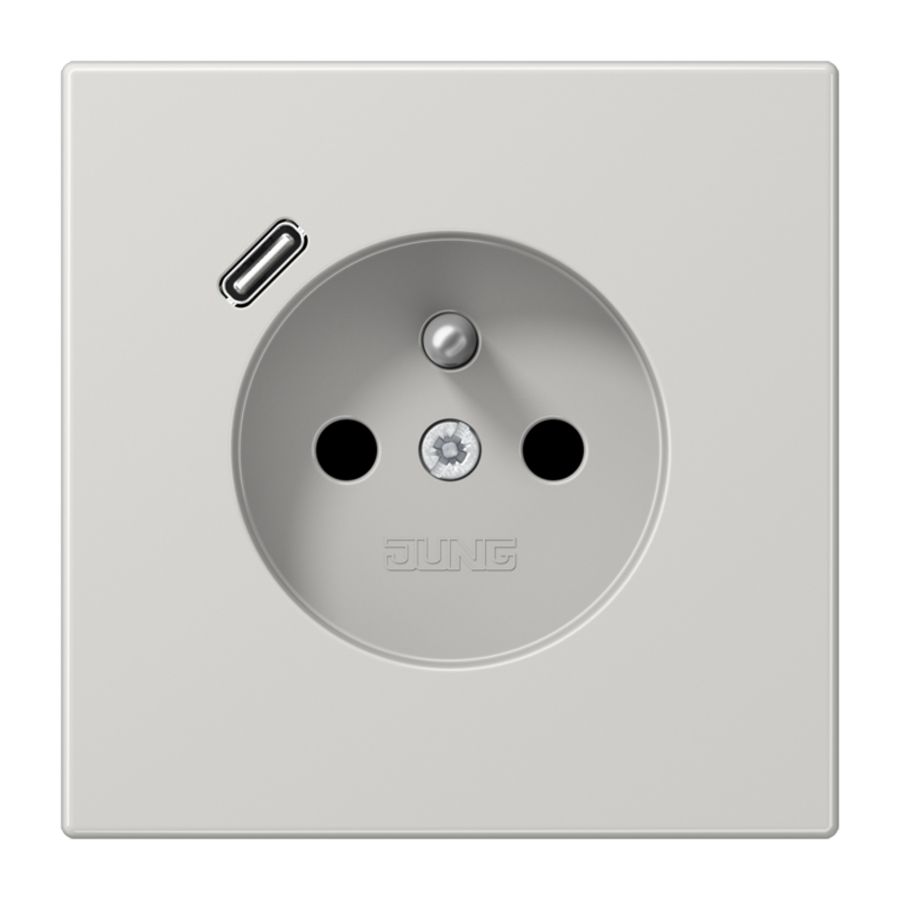 Wandcontactdoos +lader LS lichtgrijs penaarde+USB-C