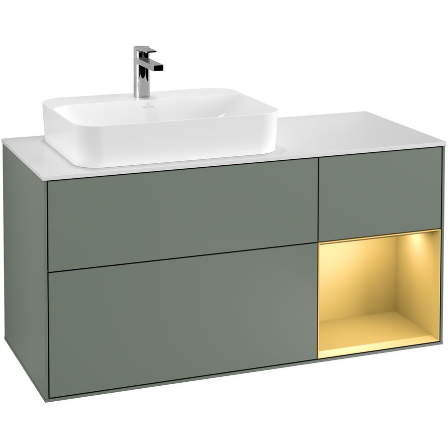 Wastafelonderkast Finion 1200x603x501mm Olive Matt Lacquer F401HFGM