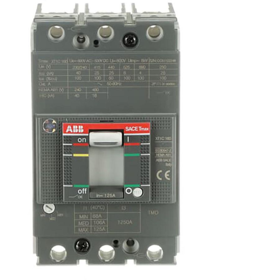 Vermogensschakelaar Tmax XT1C 160/R125 3P instelbare therma