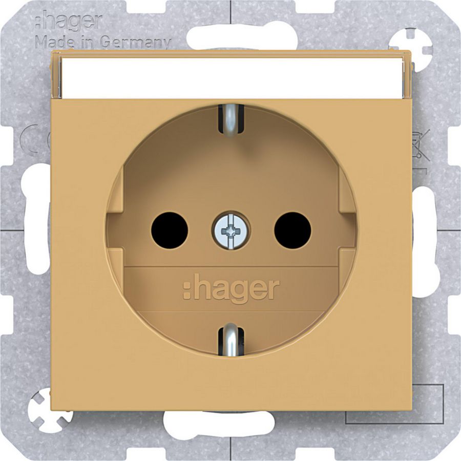 SCHUKO-wandcontactdoos tekstveld Safety Plus steekklemmen A.x/C.x hazel mat