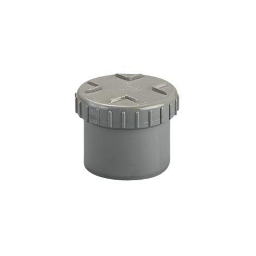 PVC lijm eindstuk + schroefdeksel 110mm grijs