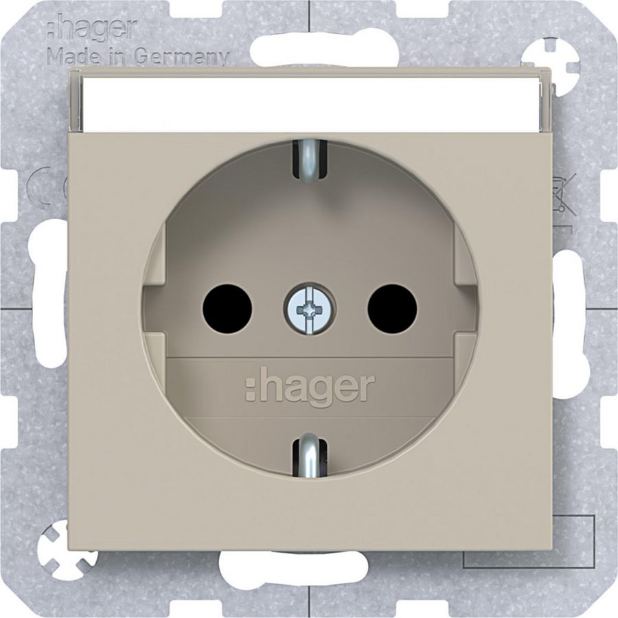 SCHUKO-wandcontactdoos tekstveld Safety Plus steekklemmen A.x/C.x sand mat