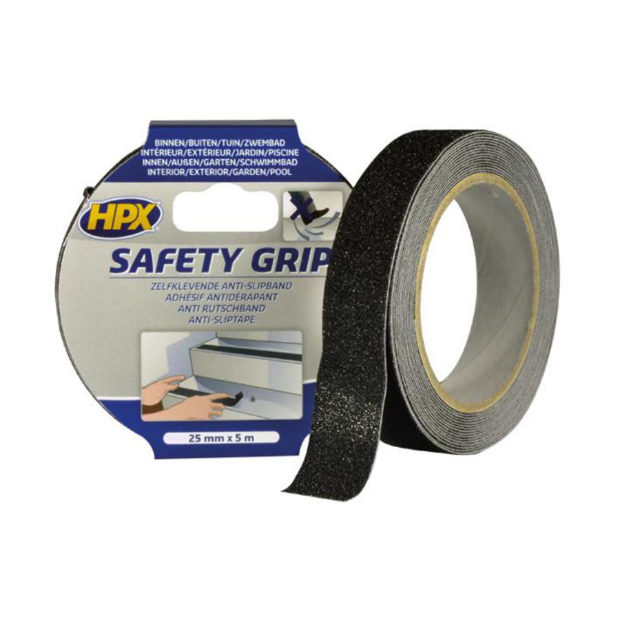 Zelfklevende tape HPX safety griptape 25mmx5m Zwart