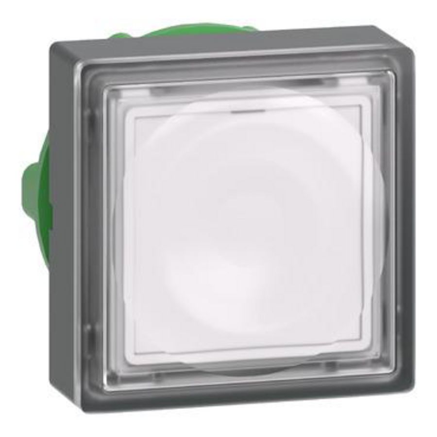 Kop drukknop Vierkant Verlicht Verzonken 22mm Wit