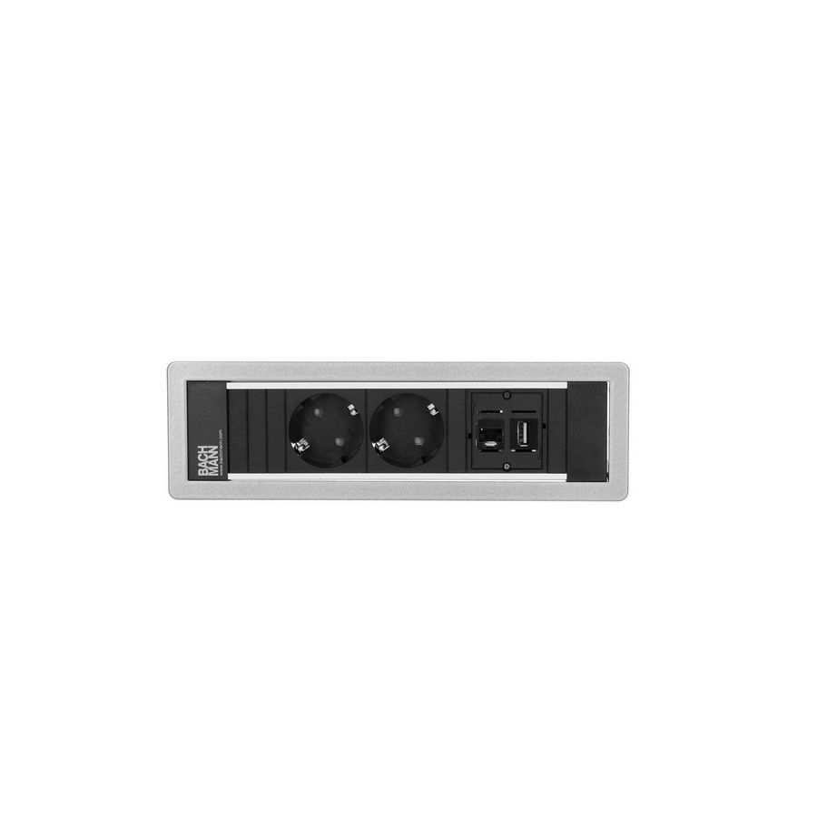 POWER FRAME 2x 230V RA 1x CAT6 1x USB3.0 0,2m GST o.g. zilve