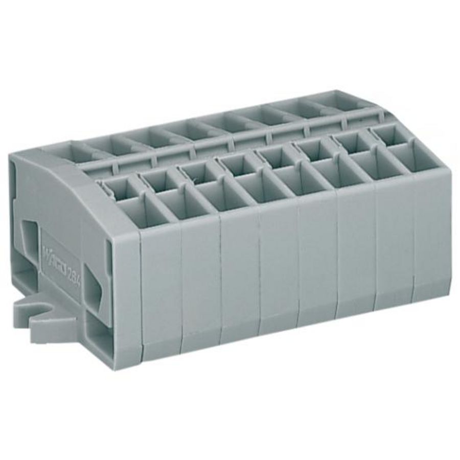 2-draads klemmenstrook z.drukknop+bev.flens 264-108 VVE=50