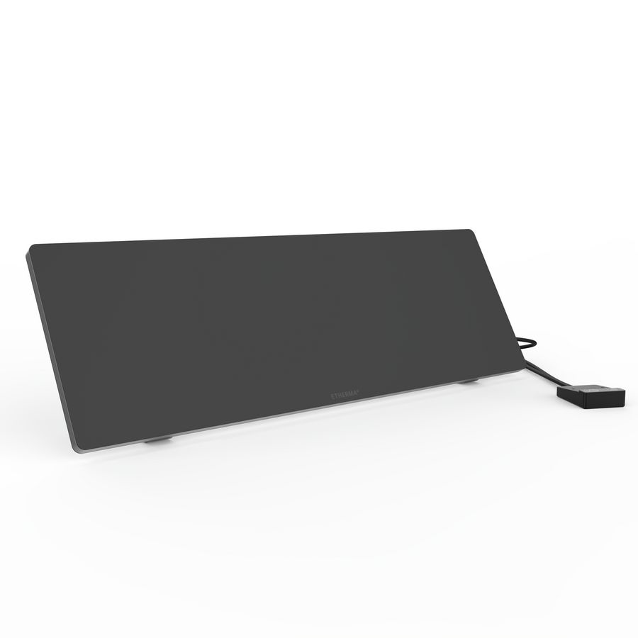Werkplekverwarming onder bureau, 600x200mm, 90W, Zwart, Time