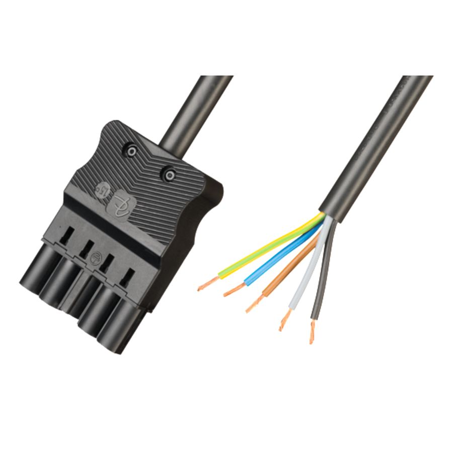 Aansluitsnoer male 5-polig 1,5mm² 400cm zwart Eca