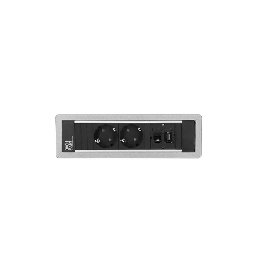 POWER FRAME 2x 230V RA 1x CAT6 1x HDMI 0,2m GST o.g. zilverg
