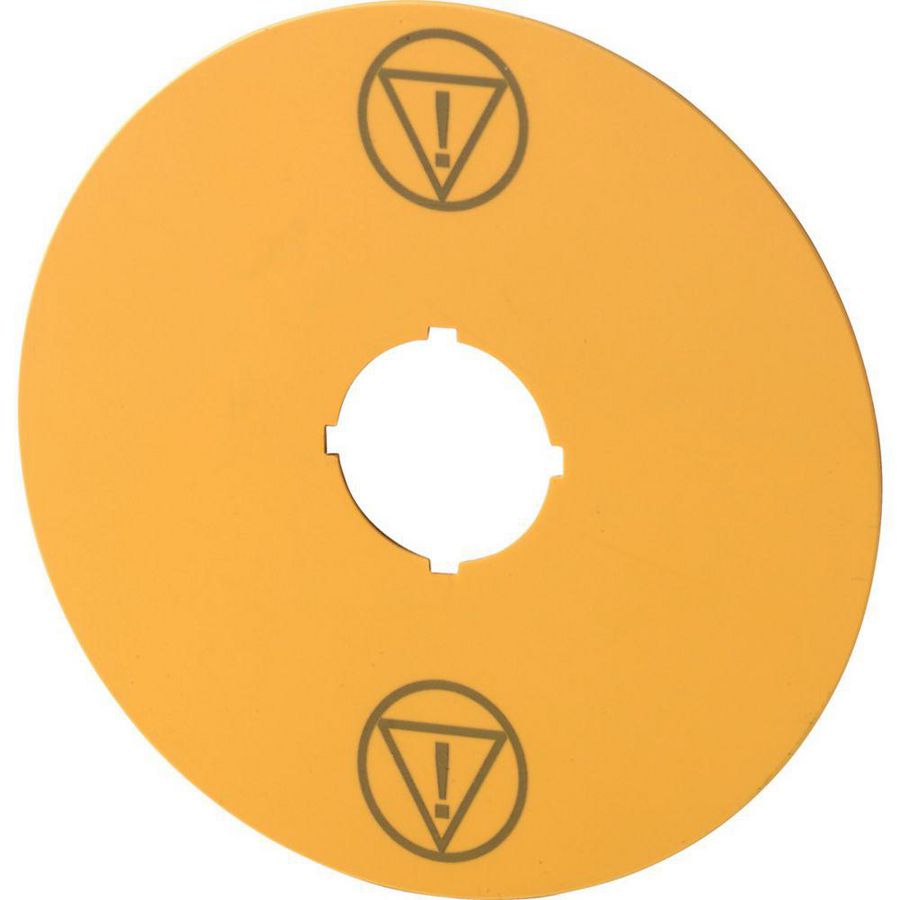 Schild Nood-Uit geel D = 90mm symbool IEC60417-5638 VVE=10