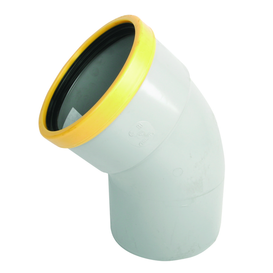 PVC bocht 30° 200mm SN8 0,5D grijs mof/spie